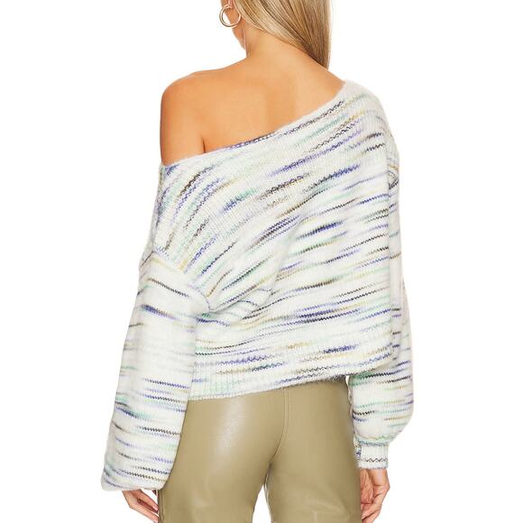 Lovers + Friends White Off Shoulder Sweater SMALL Oversize Slouchy Elston NEW - Picture 3 of 7